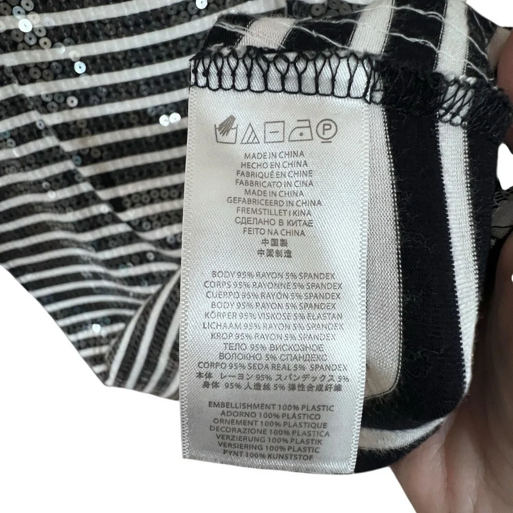 Michael Kors Black and White Sequin Blouse